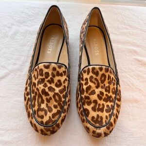 Talbots calf hair upper leather‎ cheetah print flats loafers shoes women’s 7